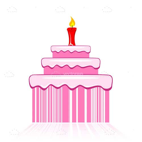 Pink 3 Layered Cake with a Candle and Barcode Design Base